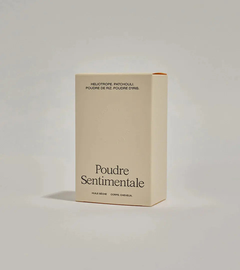 Flacon Huile Sèche Poudre Sentimentale – vue de profil - Re.Feel | Maison Diaphane