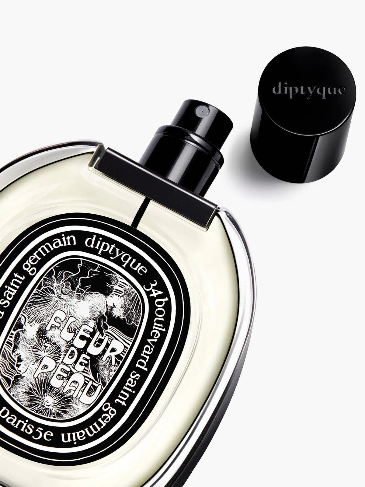 Vue rapprochée du flacon EDP Fleur de Peau - Diptyque | Maison Diaphane