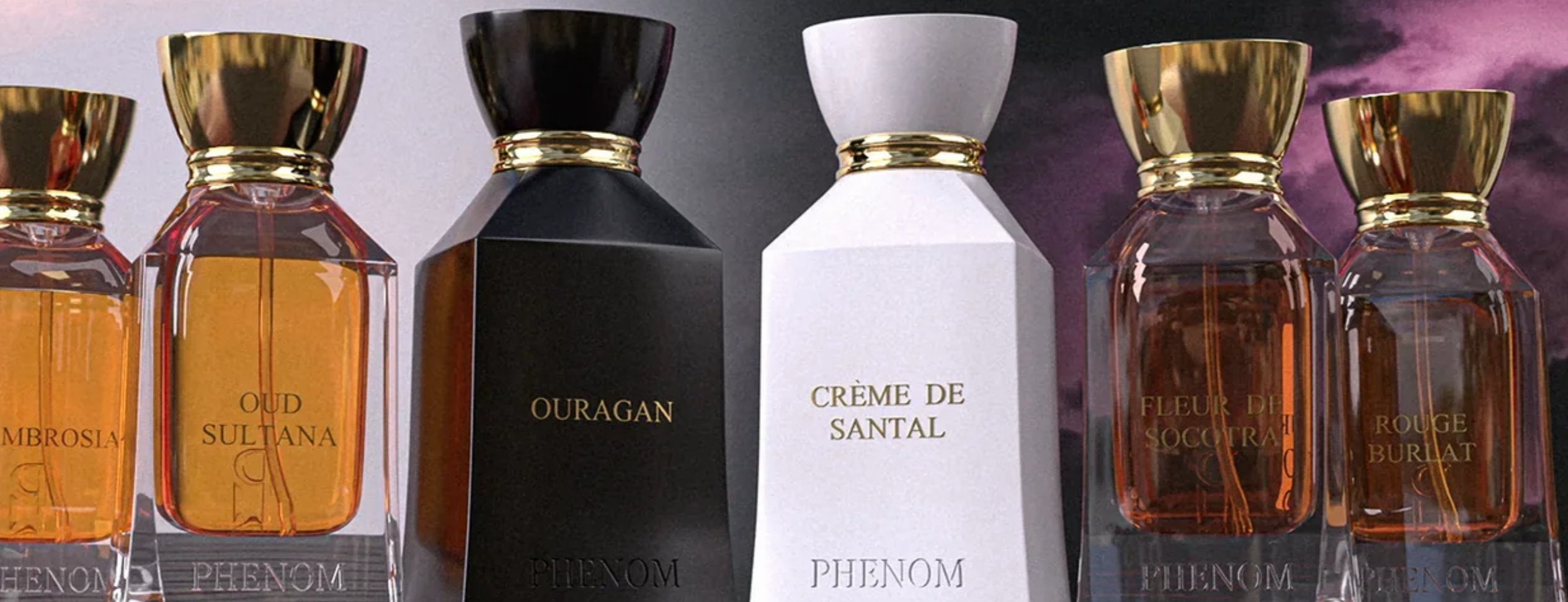 Illustration de l’univers de la marque PHENOM – Parfumerie inspirée des phénomènes naturels