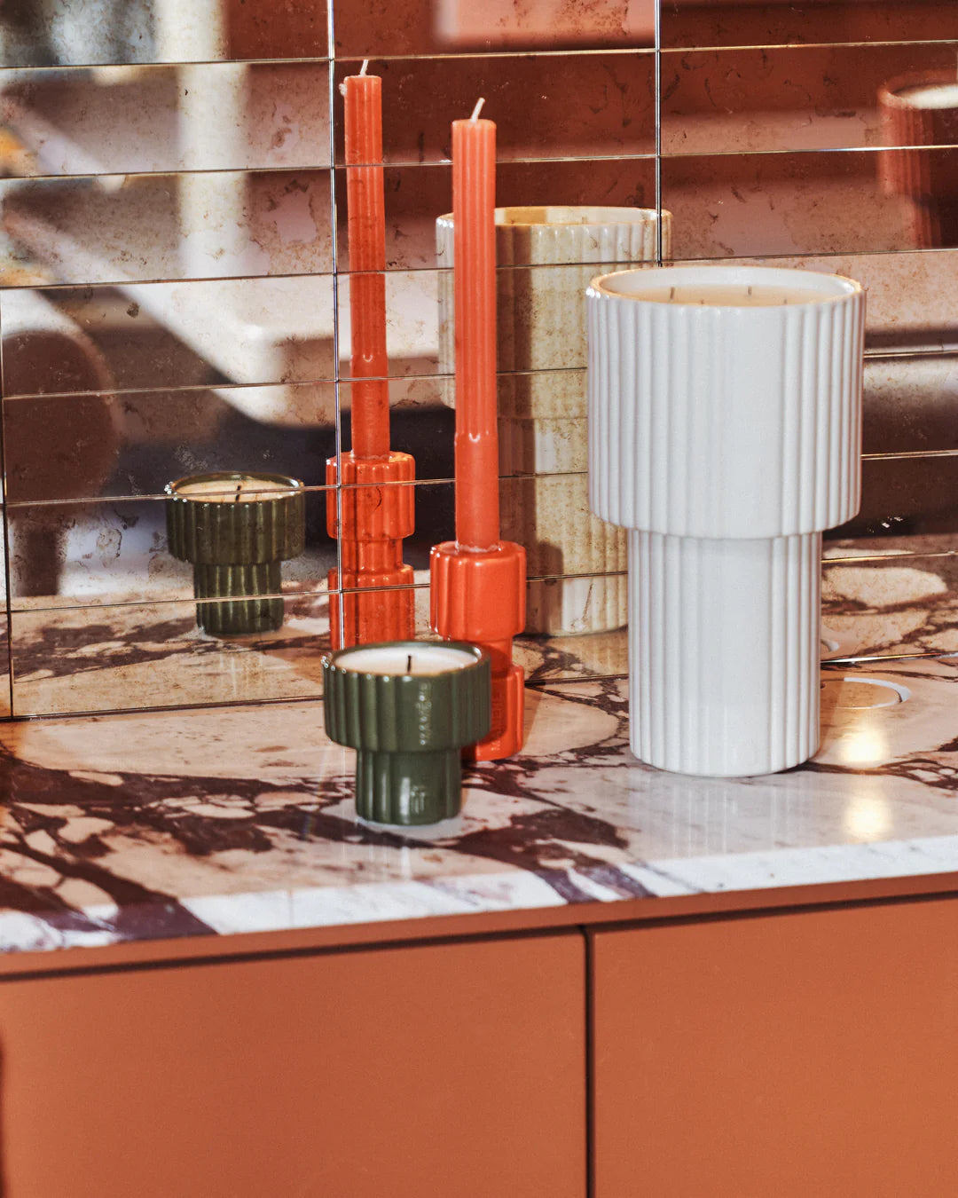 Chandelles (par 2), orange corail - MAMÈNE