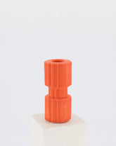 Bougeoirs Totem – faïence artisanale jaune citron et orange corail – vue 2 - Mamène | Maison Diaphane