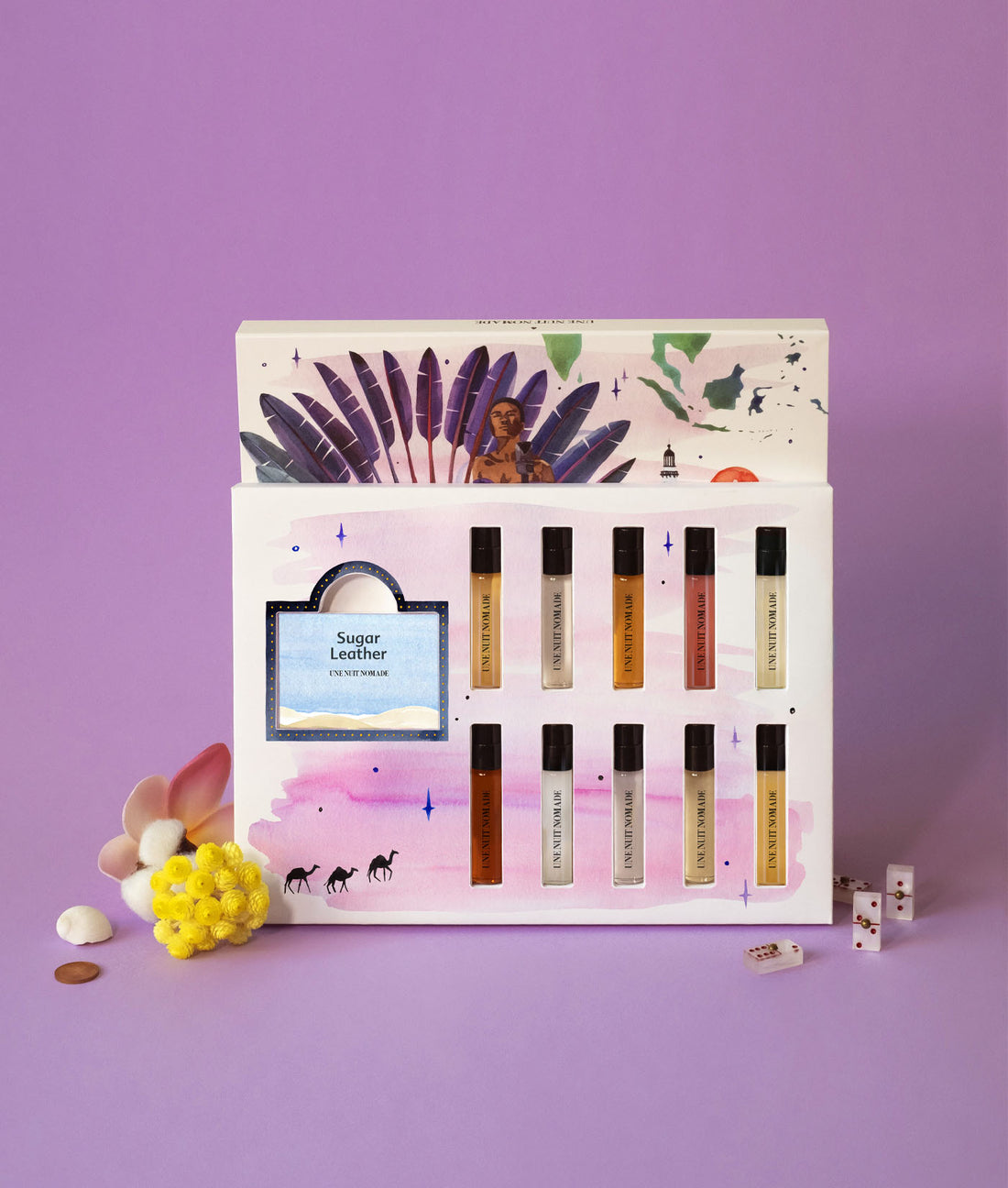 Discovery Kit Une Nuit Nomade, coffret découverte de 10 parfums de niche en format 2,5 ml, disponible chez Maison Diaphane à Angers